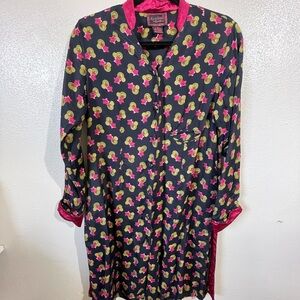Vtg April Cornell Cornell Trading Floral Dress Small Button Front Long Sleeve